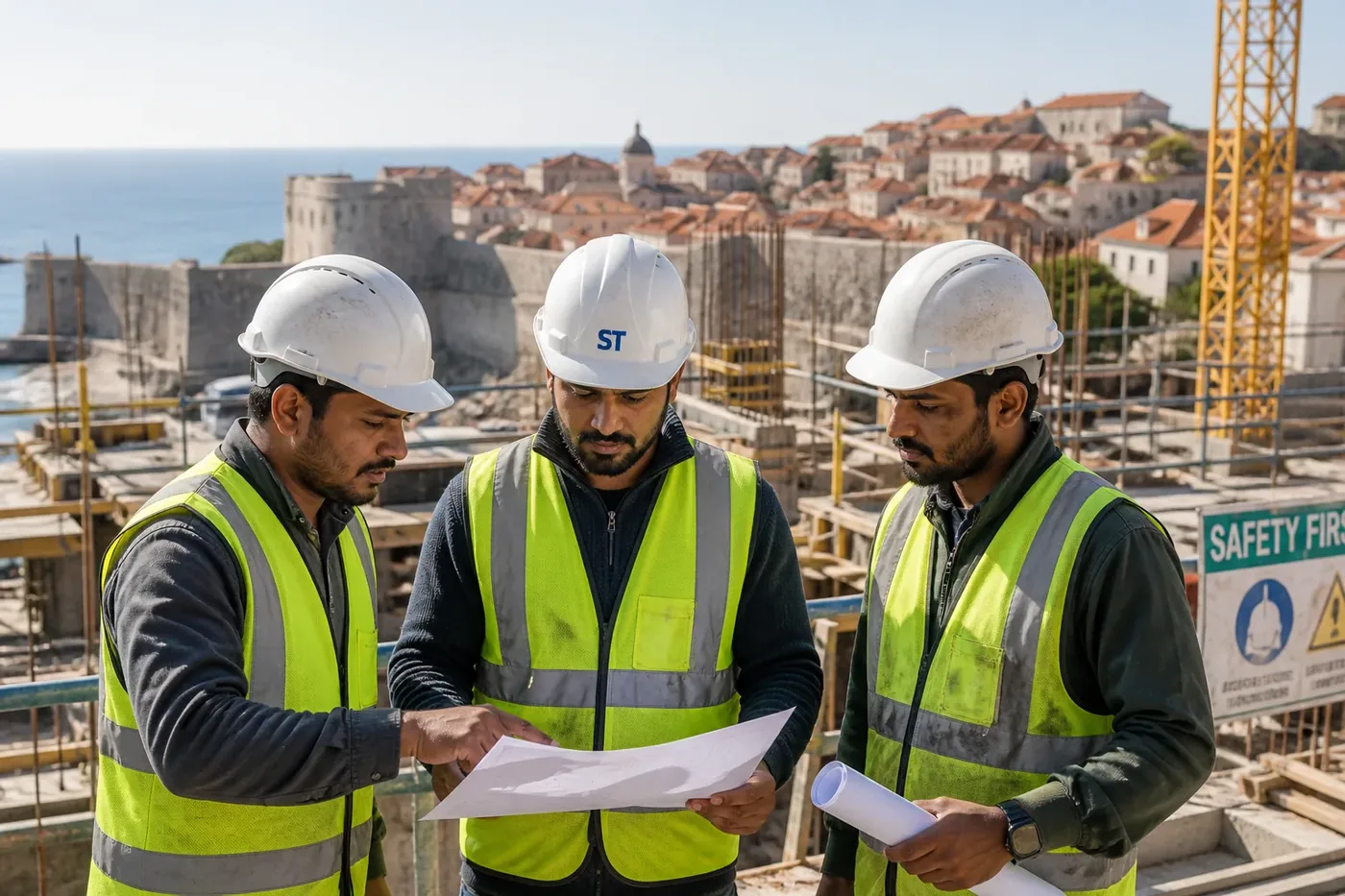 Indian construction workers on site in Croatia — Manpower First recruitment