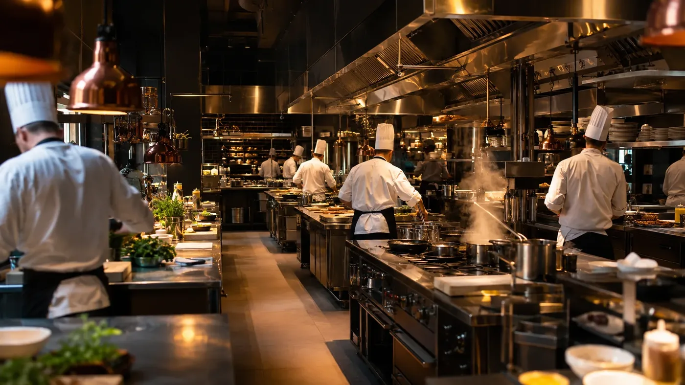 Professional hotel kitchen — Indian hospitality workers deployed by Manpower First
