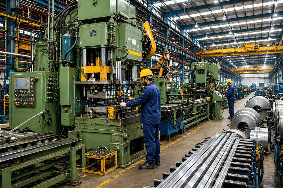 Indian manufacturing workers operating machinery — manpower agency India Israel manufacturing sector