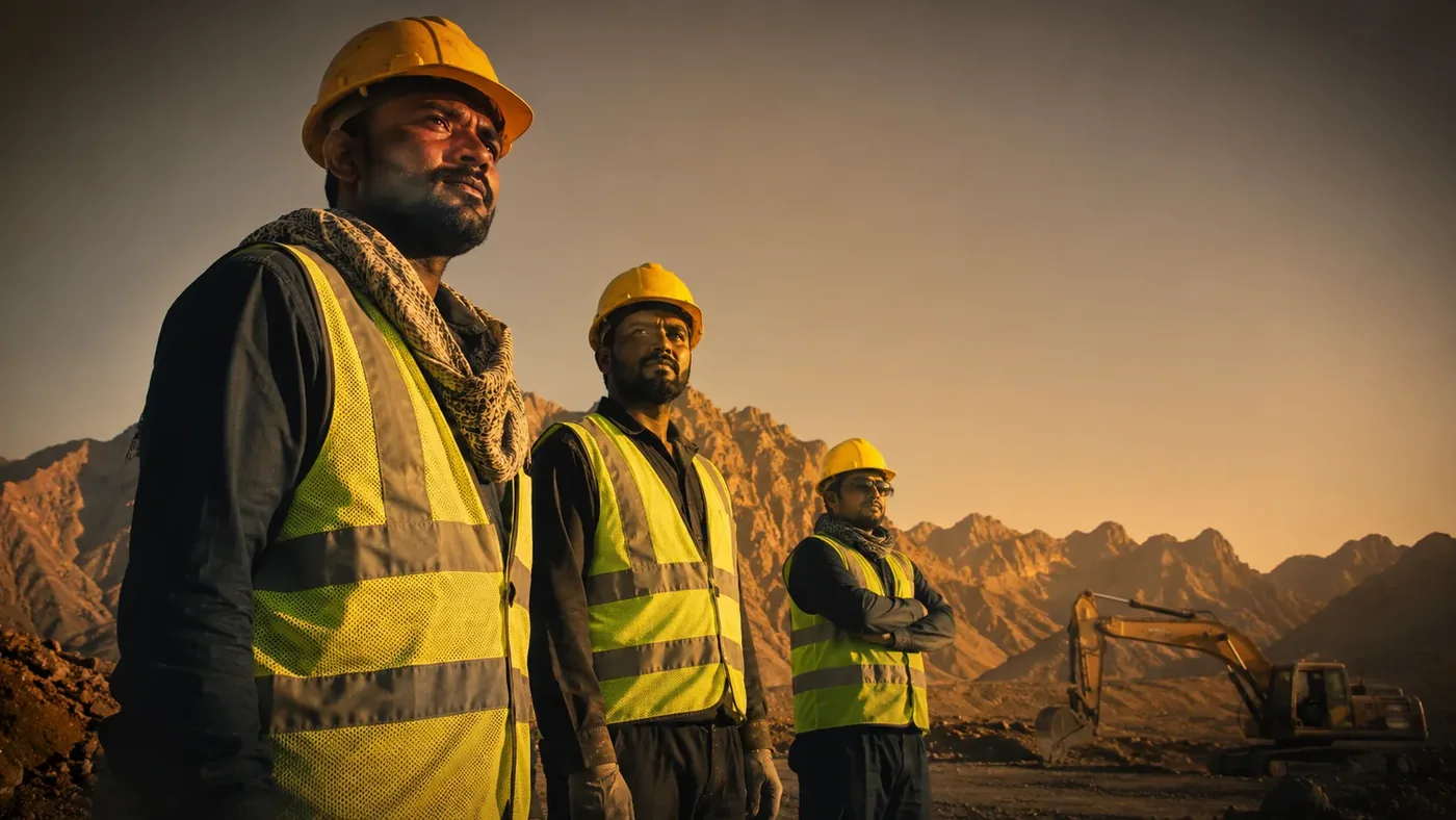 Muscat Oman construction site and skyline at golden hour