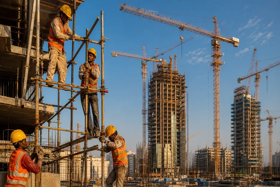 Indian construction workers deployed by Manpower First overseas manpower agency to Qatar